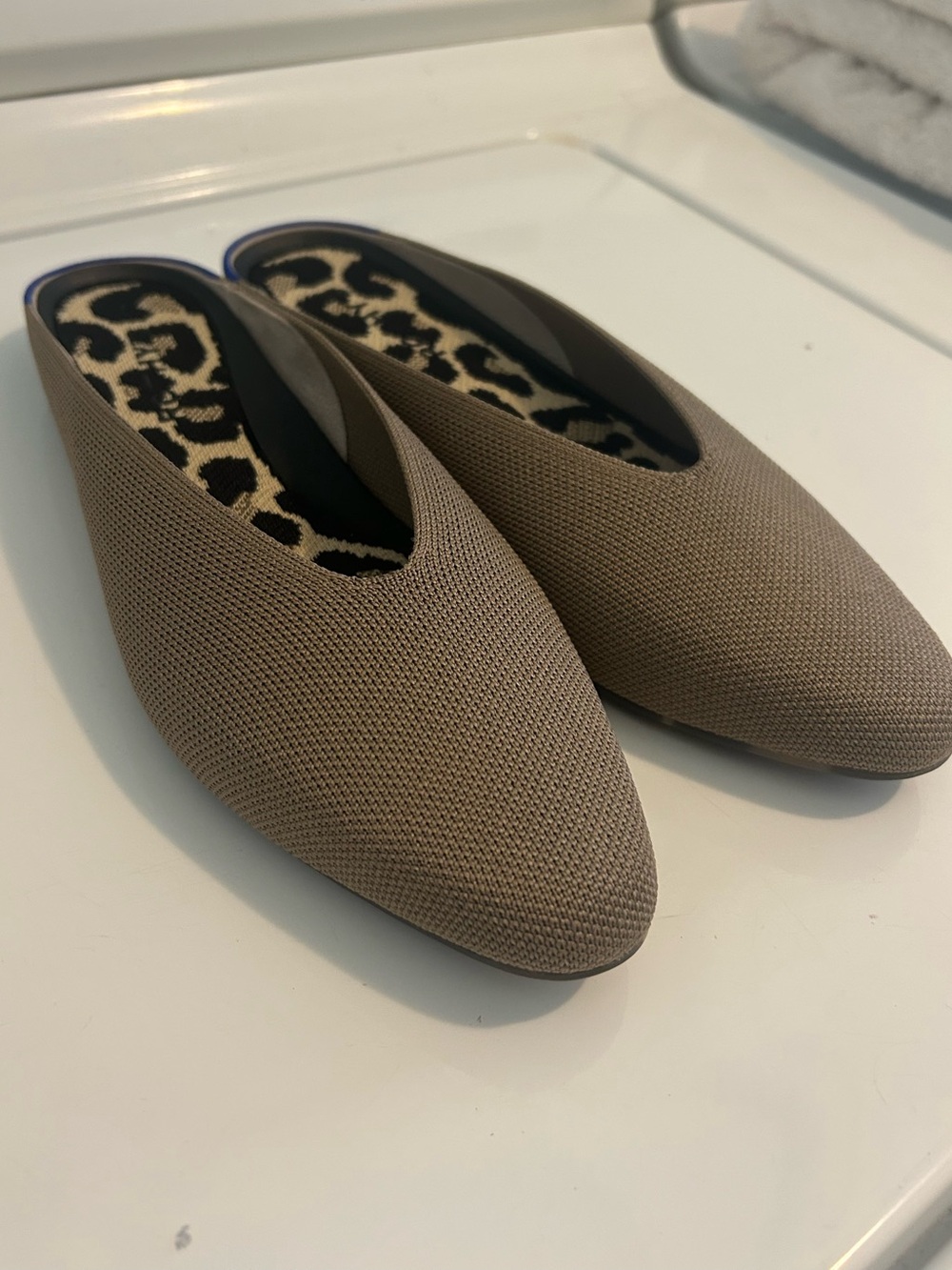 Rothy's Almond Demi Mules in Portobello Taupe